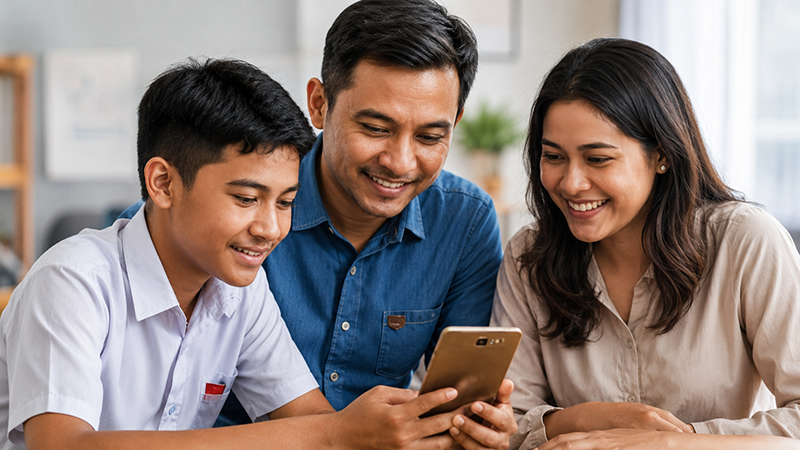 Siswa dan orang tua menggunakan ERPAS